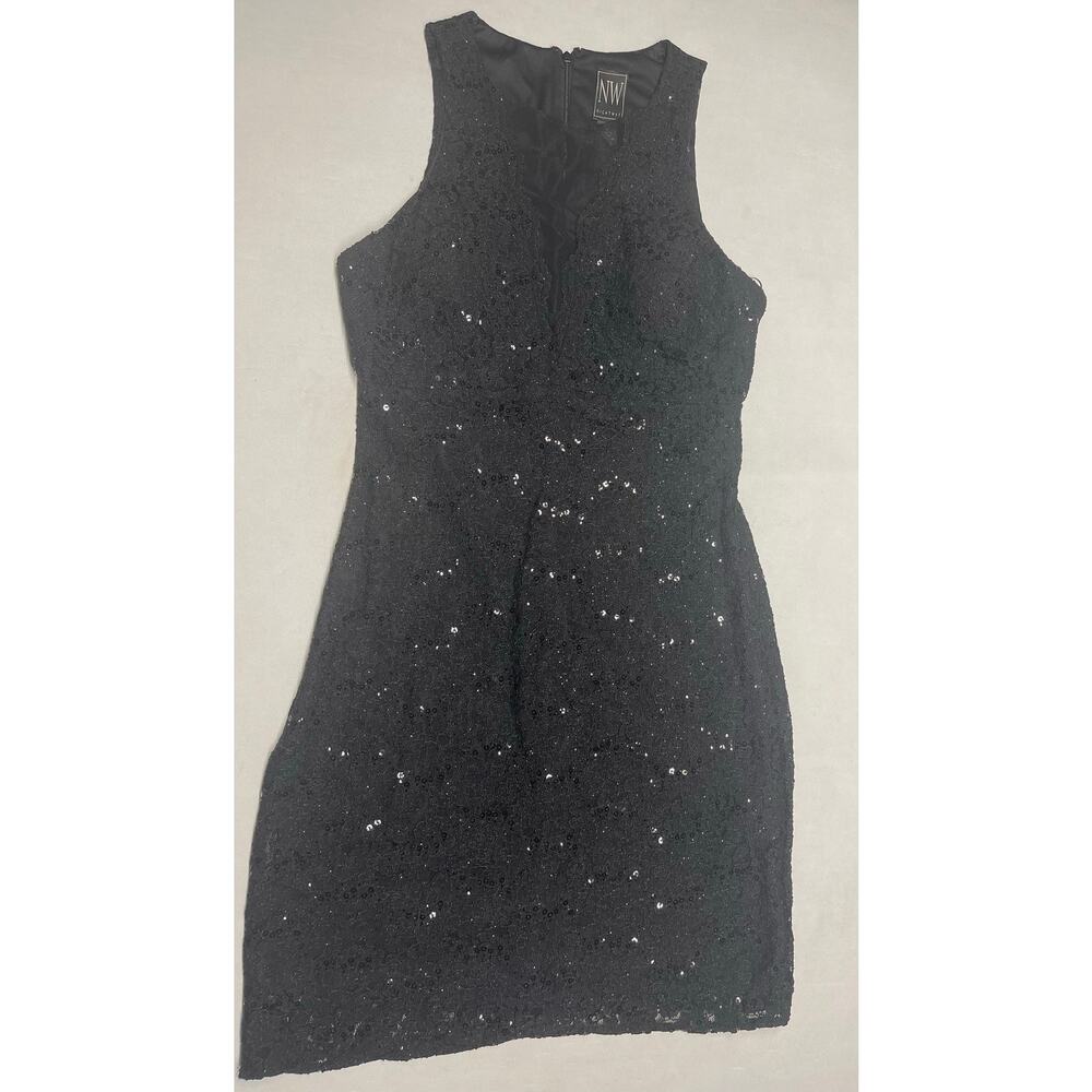 Nightway Black Lace Sequin Evening Dress Size 10